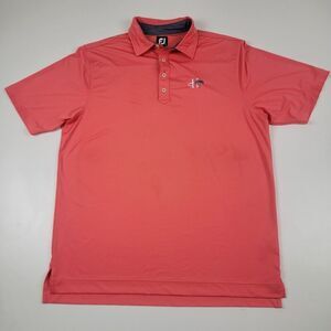 FJ Foot Joy Polo Mens Large Orange Pink‎ Country Club Golf Shirt Embroidered